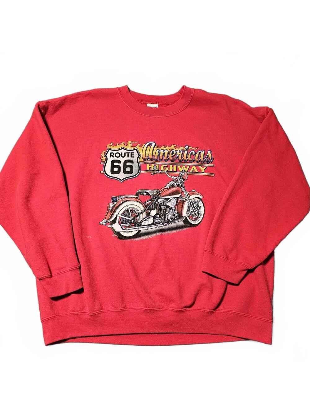 Vintage The Wild Side XL Route 66 Americana Motorcycle Highway Red Sweatshirt
